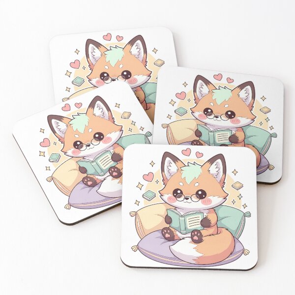 Item preview, Kawaii Fox Reading Book Library Cute Pastel Animal Study designed and sold by GiftsForge.