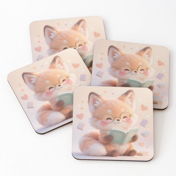 Item preview, Kawaii Fox Reading Book Library Cute Pastel Animal Study designed and sold by GiftsForge.