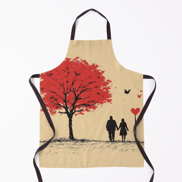 Artikelvorschau, Romantic Couple Under Red Tree Love Silhouette Art with Heart and Butterflies entworfen und verkauft von YoungFrankenstein.