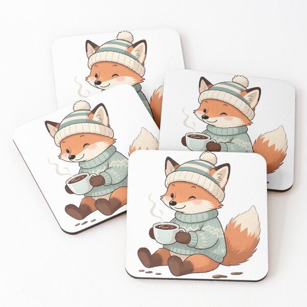Item preview, Adorable illustration of a fox with a hot coffee designed and sold by Soulharmony.