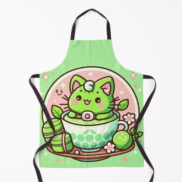 Item preview, Kawaii Matcha Cat In Teacup Art designed and sold by BigBlueArt.