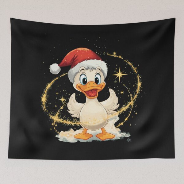 Item preview, Magical Christmas Duck - Festive Holiday Duck in Santa Hat designed and sold by Nature's Palette.