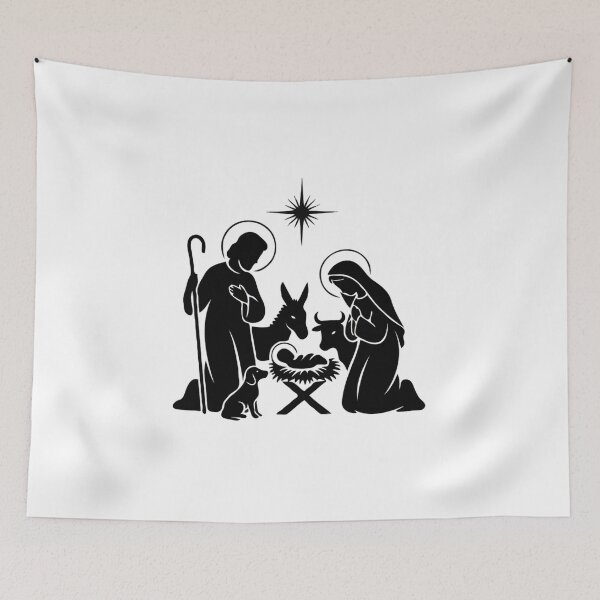 Item preview, Holy Family Nativity Silhouette – Minimalist Christmas Art designed and sold by The Real Life Symphony.