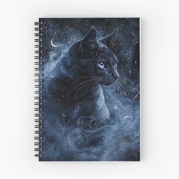 Item preview, Celestial Midnight Cat Cosmic Black Cat with Glowing Blue Eyes and Starry Night Magic designed and sold by YoungFrankenstein.