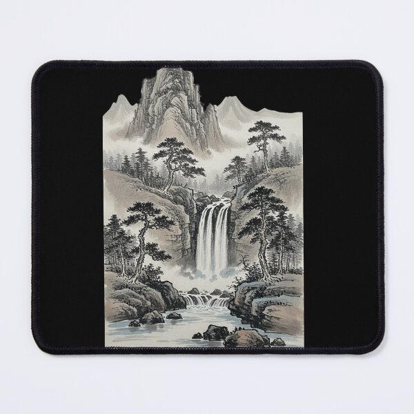 Artikelvorschau, Traditionelle asiatische Wasserfalllandschaft – Tuschezeichnung Bergkunst entworfen und verkauft von YYoYY.