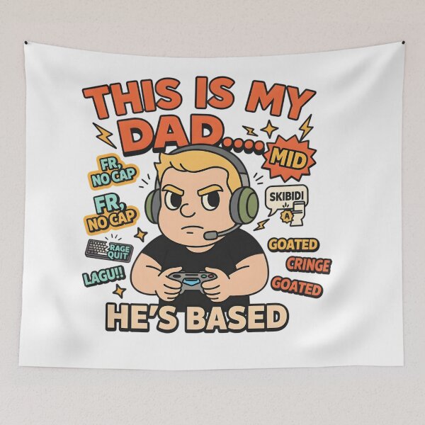 Item preview, Based Gamer Dad Meme Cartoon designed and sold by AnnDesignStudio.