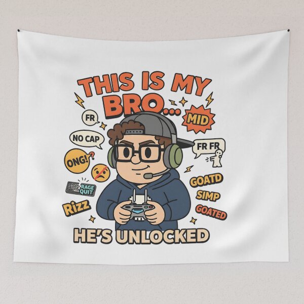 Item preview, Unlocked Gamer Bro Meme Art designed and sold by AnnDesignStudio.