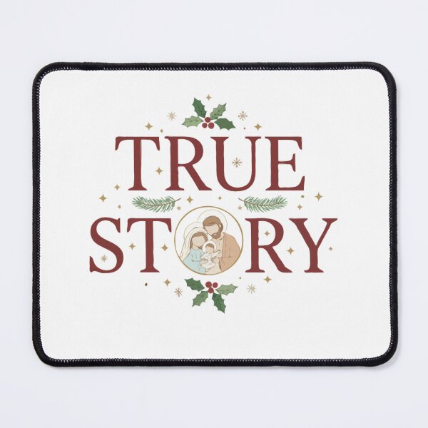 Item preview, True Story Christmas Typography with Holy Family Illustration designed and sold by The Real Life Symphony.