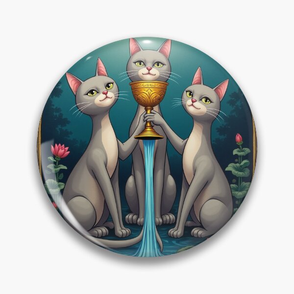 Item preview, Three of Cups Tarot Card Medieval Cat Art designed and sold by PictorialWhimsy.