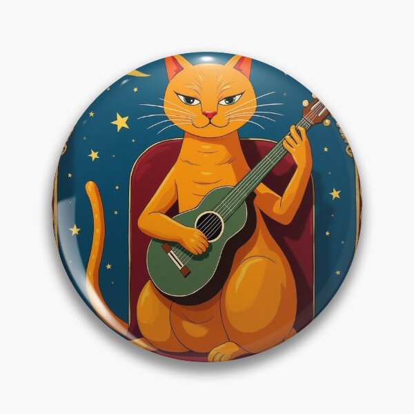 Artikelvorschau, Orangefarbene getigerte Katze spielt Laute – Mittelalterliche Kunst entworfen und verkauft von PictorialWhimsy.
