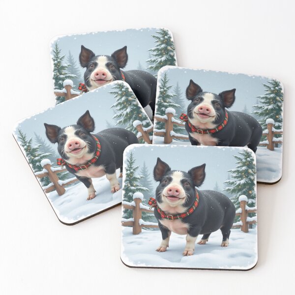 Item preview, Winter Wonder Pot Bellied Pig - Festive Farm Scene Design designed and sold by MandalynnInk.