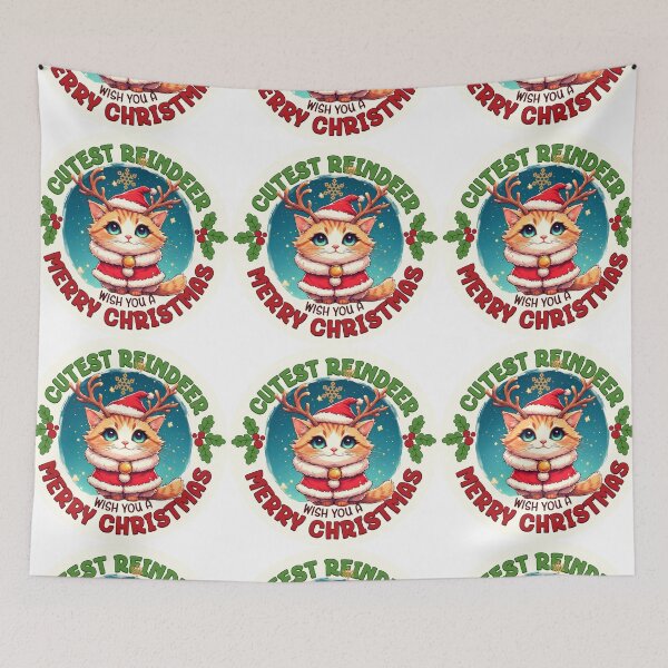 Item preview, Santa Claus cat. The cutest reindeer wishes you a Merry Christmas! designed and sold by Natalia-Vlad.