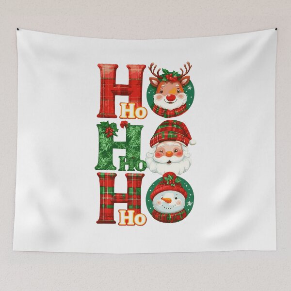 Item preview, Happy Christmas Ho Ho Ho Reindeer Santa Claus and Snowman designed and sold by OliDesigns.