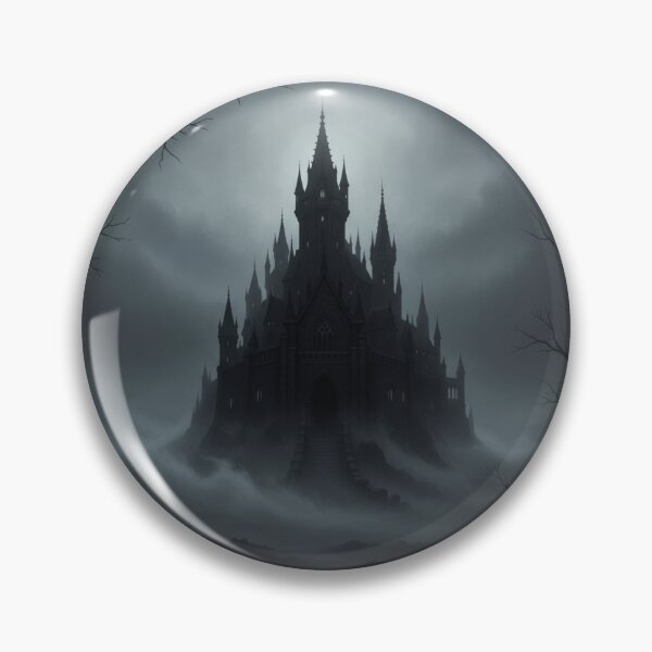 Item preview, Haunted Gothic Castle in the Mist – Dark Fantasy Landscape Art designed and sold by RZandRaiDesigns.