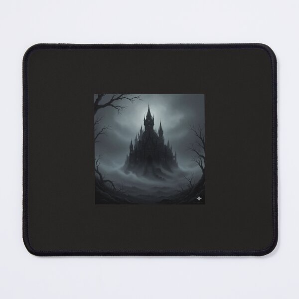 Item preview, Haunted Gothic Castle in the Mist – Dark Fantasy Landscape Art designed and sold by RZandRaiDesigns.