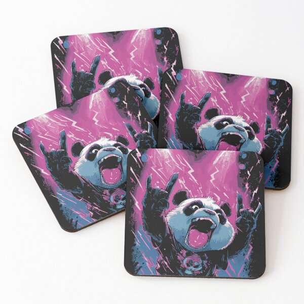 Item preview, Rock Panda – Neon Metal Concert Illustration designed and sold by drizzd.