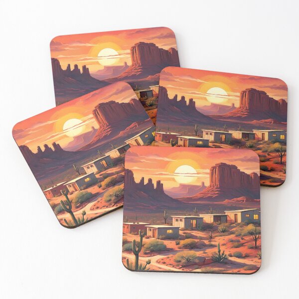 Item preview, Vintage Southwest Art | Adobe Houses & Red Rocks Print designed and sold by Esterlane.