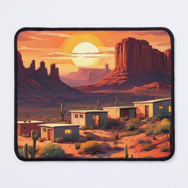Item preview, Vintage Southwest Art | Adobe Houses & Red Rocks Print designed and sold by Esterlane.