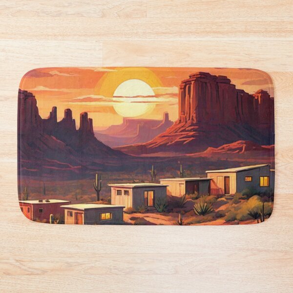 Item preview, Vintage Southwest Art | Adobe Houses & Red Rocks Print designed and sold by Esterlane.