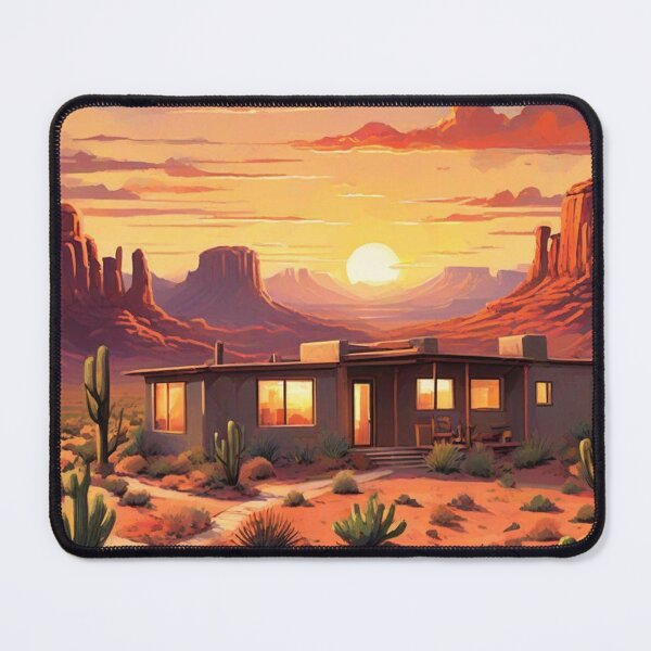 Item preview, Southwestern Wall Art | Retro Sunset Adobe Poster designed and sold by Esterlane.