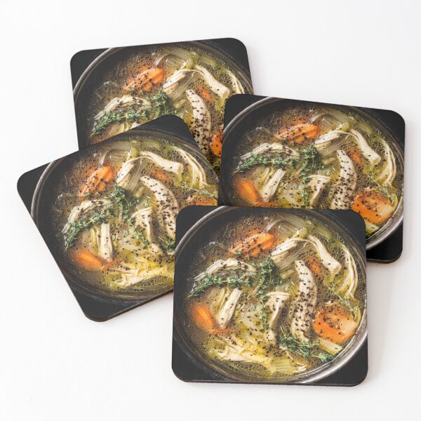 Item preview, Dramatic Chicken Soup Flat-Lay – Culinary Art Print designed and sold by TreatLLC.