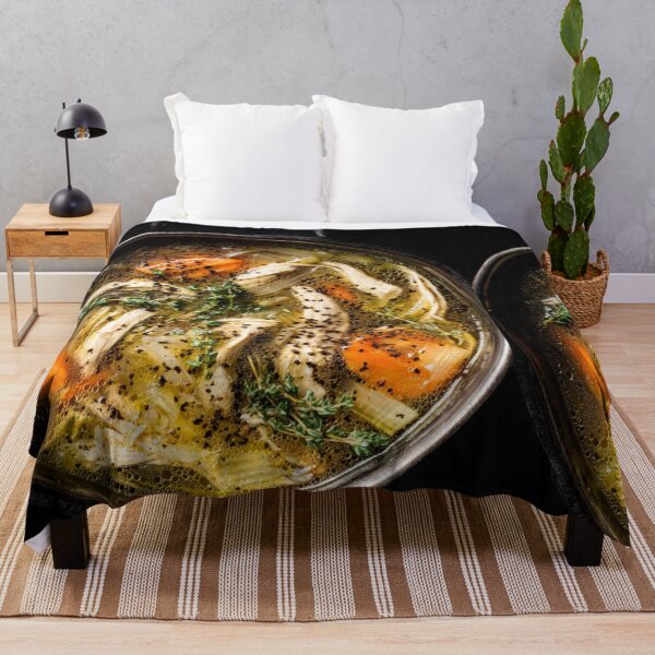 Item preview, Dramatic Chicken Soup Flat-Lay – Culinary Art Print designed and sold by TreatLLC.