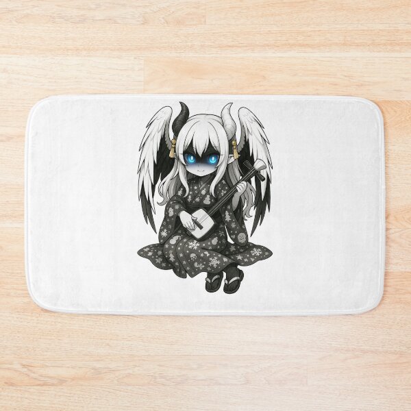 Item preview, Demonic Chibi Angel – Blue-Eyed Gothic Musician in Christmas Kimono designed and sold by KamiVerse.