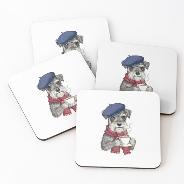 Item preview, Airedale Terrier Dog with Beret Scarf Drinking Coffee designed and sold by TeeARTHY.