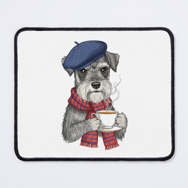Item preview, Airedale Terrier Dog with Beret Scarf Drinking Coffee designed and sold by TeeARTHY.