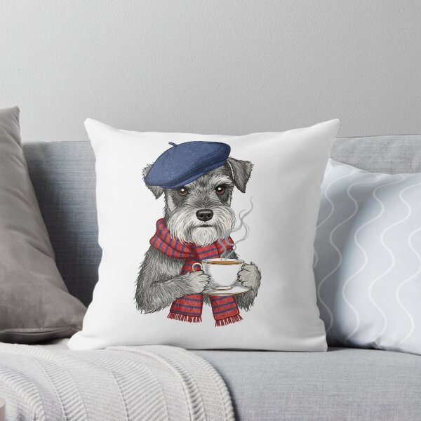 Item preview, Airedale Terrier Dog with Beret Scarf Drinking Coffee designed and sold by TeeARTHY.