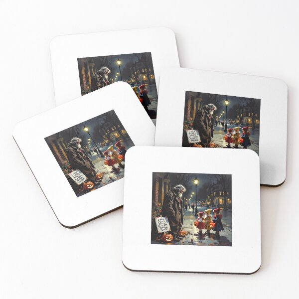Item preview, Trick-or-Treaters Pass Homeless Man – Halloween Street Photography designed and sold by WhimsyByPaul.redbubble.com.