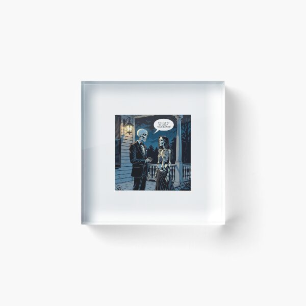 Item preview, Skeleton Couple on a Halloween Date – Romantic Gothic Skeleton Art designed and sold by WhimsyByPaul.redbubble.com.