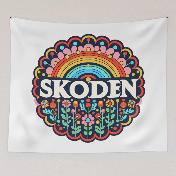 Item preview, SKODEN Bold Rainbow Folk Art – Scandinavian Folk Art by heidiannemorris © designed and sold by FOLK ART FUSION by heidiannemorris.