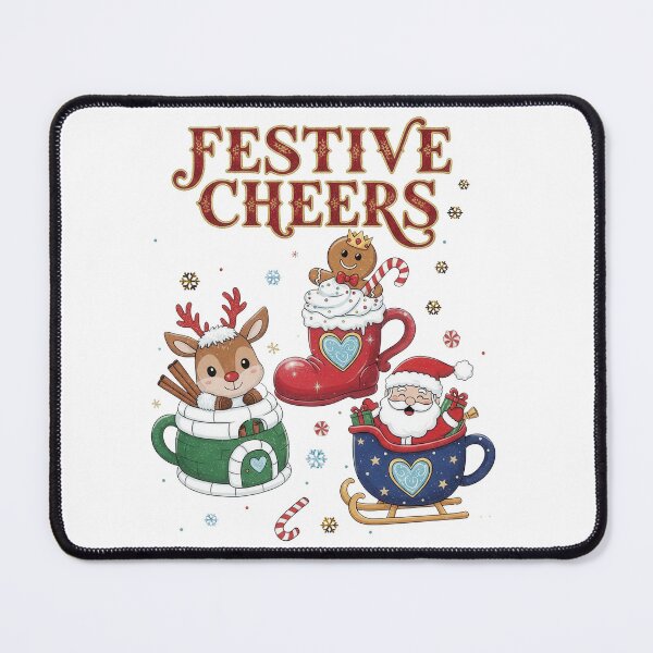 Item preview, Festive Cheers Cute Christmas Characters In Cocoa Mugs designed and sold by zoughlal.
