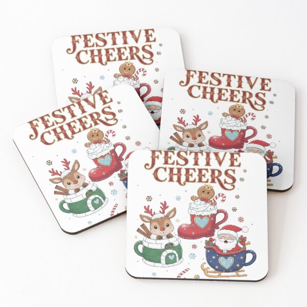 Item preview, Festive Cheers Cute Christmas Characters In Cocoa Mugs designed and sold by zoughlal.