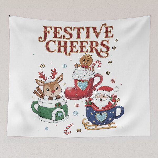 Item preview, Festive Cheers Cute Christmas Characters In Cocoa Mugs designed and sold by zoughlal.