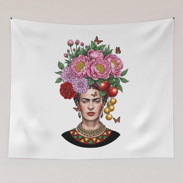 Item preview, Frida Kahlo Portrait with Floral Headpiece designed and sold by TeeARTHY.