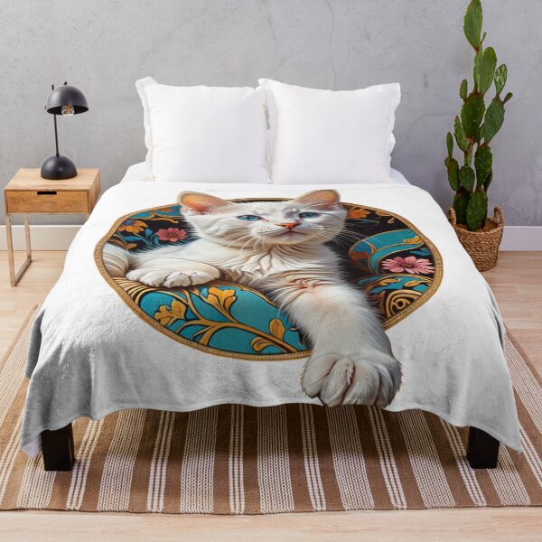 Item preview, Elegant White Cat Art Nouveau Portrait designed and sold by AndreiTS90.