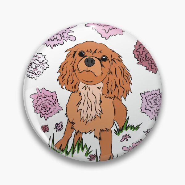 Item preview, Ruby Cavalier King Charles Spaniel with Peonies designed and sold by craftifizebylo.