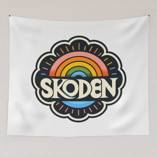 Item preview, SKODEN Warm Sunset Folk Rainbow – Scandinavian Folk Art by heidiannemorris © designed and sold by FOLK ART FUSION by heidiannemorris.