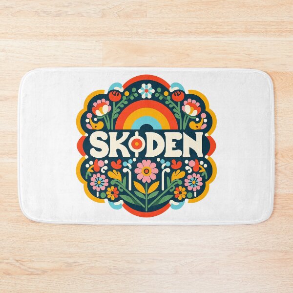 Item preview, SKODEN Teal Meadow Folk Rainbow – Scandinavian Folk Art by heidiannemorris © designed and sold by FOLK ART FUSION by heidiannemorris.