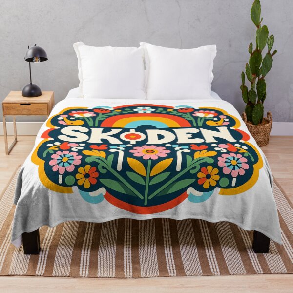 Item preview, SKODEN Teal Meadow Folk Rainbow – Scandinavian Folk Art by heidiannemorris © designed and sold by FOLK ART FUSION by heidiannemorris.