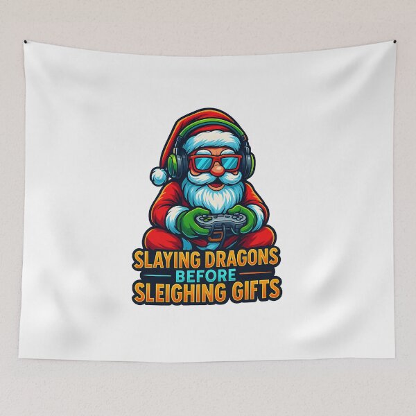 Item preview, Slaying Dragons Before Sleighing Gifts – Epic Gamer Santa designed and sold by SVALANART.