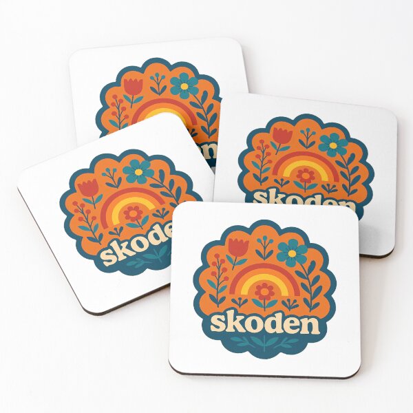 Item preview, SKODEN Warm Sunset Folk Rainbow – Scandinavian Folk Art by heidiannemorris © designed and sold by FOLK ART FUSION by heidiannemorris.