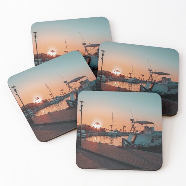 Item preview, Cinematic sunset view of a luxurious motor yacht docked in a Mediterranean marina designed and sold by MDB_Shop.