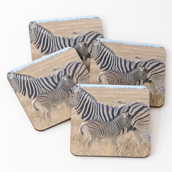 Item preview, Plains Zebra Mother With Foal In Golden Grass Etosha designed and sold by DavideAntoniani.