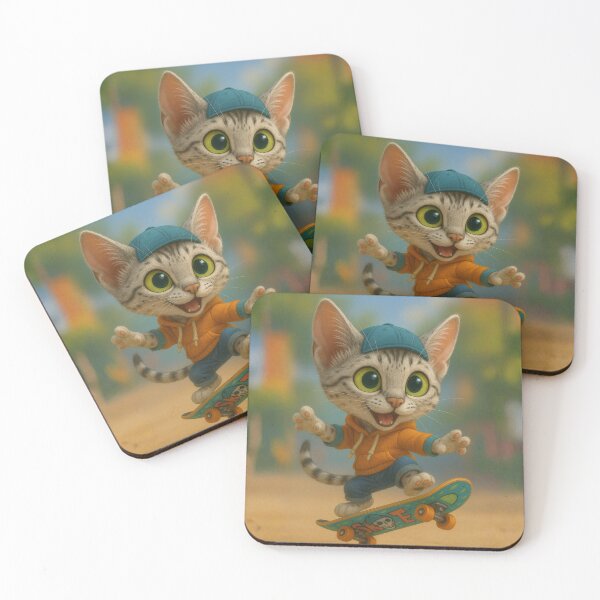 Item preview, Skater Egyptian Mau Cat designed and sold by Sillytoe.