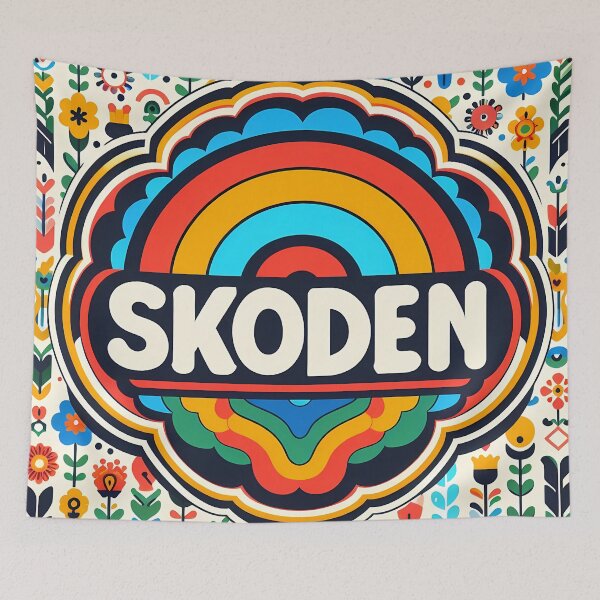 Item preview, SKODEN Rainbow Fire Folk Art – Scandinavian Folk Art by heidiannemorris © designed and sold by FOLK ART FUSION by heidiannemorris.