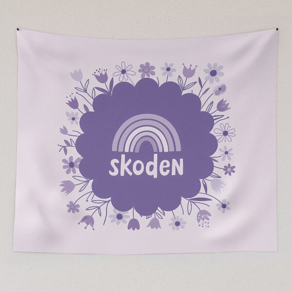 Item preview, SKODEN Lilac Petal Folk Rainbow – Scandinavian Folk Art by heidiannemorris © designed and sold by FOLK ART FUSION by heidiannemorris.