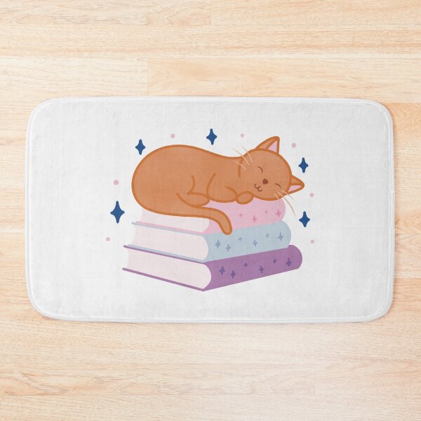 Item preview, cute ginger cat on a stack of books designed and sold by winterpumpkin.